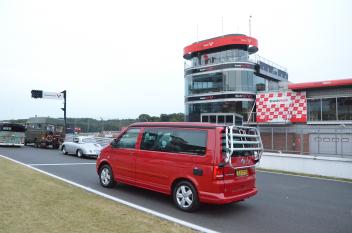 VOLKSWorld 25th Birthday Party Brands Hatch Racing Red VW California Camper Van