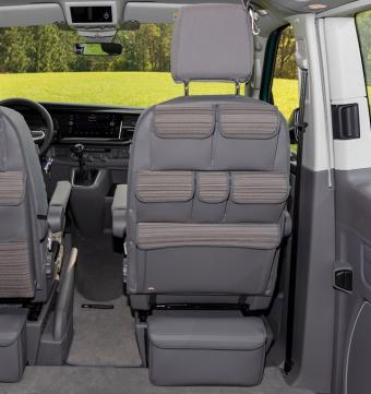 BRANDRUP UTILITY for cabin seats VW T6.1/T6/T5 California Coast / Beach,  design VW T6.1 Mixed Dots/Leather Palladium 100 706 809